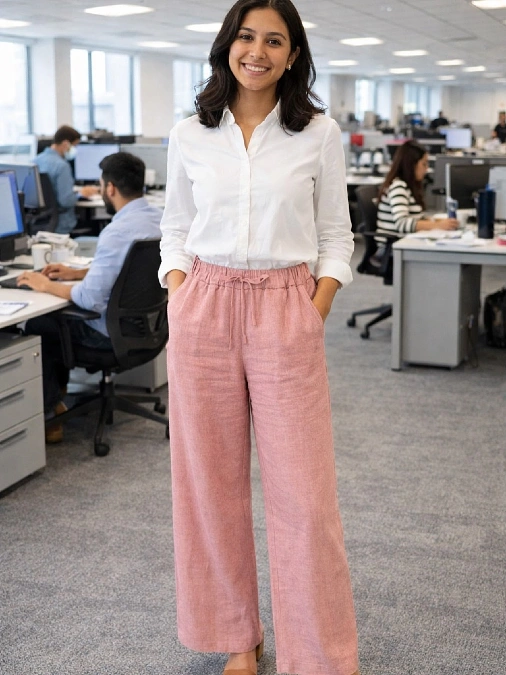 Classic White Shirt and Drawstring Linen Trousers