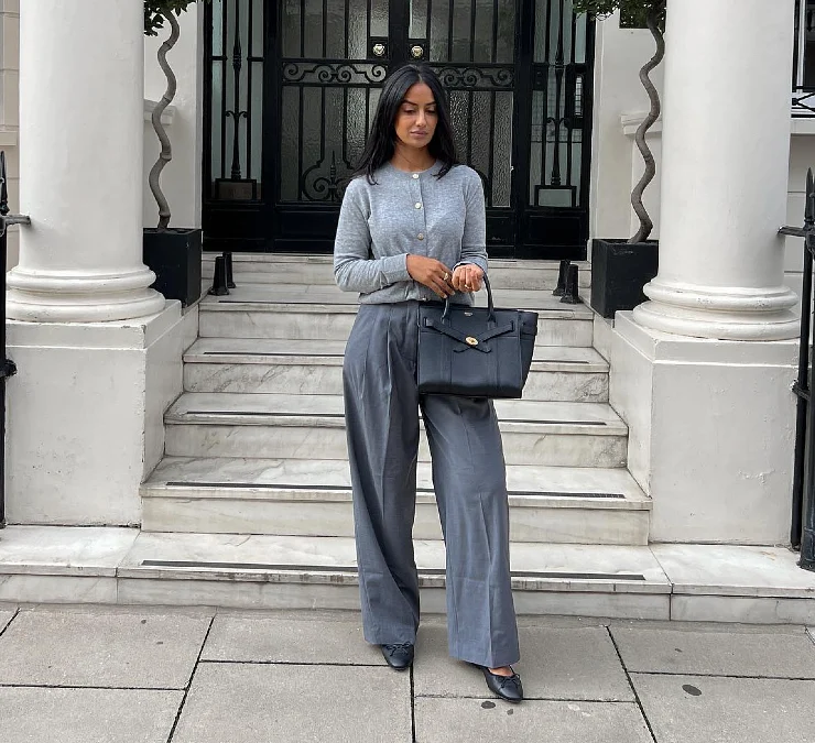 Soft Grey Office Wide Leg Look