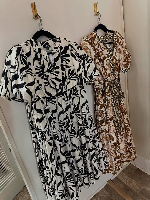 Graphic and Earthy Midi Dresses
