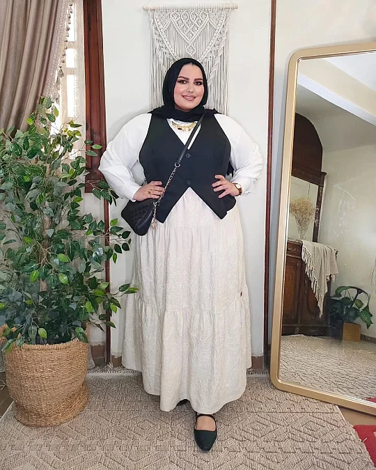 Black Waistcoat and Ivory Maxi Dress