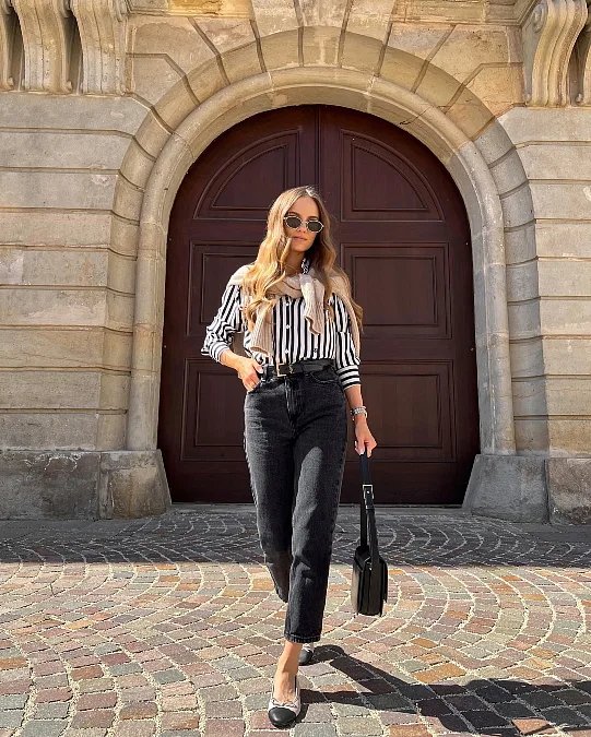Striped Shirt and Black Jeans