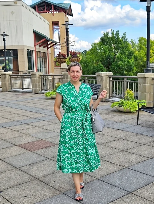 Green Printed Midi Dress