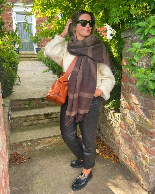 Cream Knit + Leather Trousers