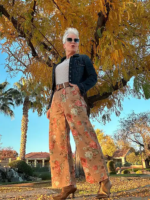 Floral Trousers and Dark Denim