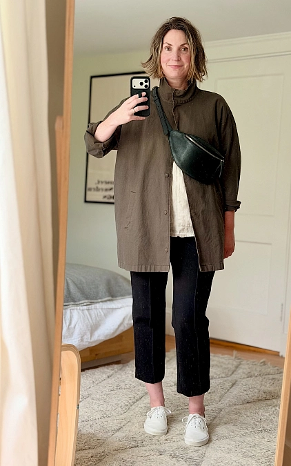 Olive Utility Coat and Cropped Trousers