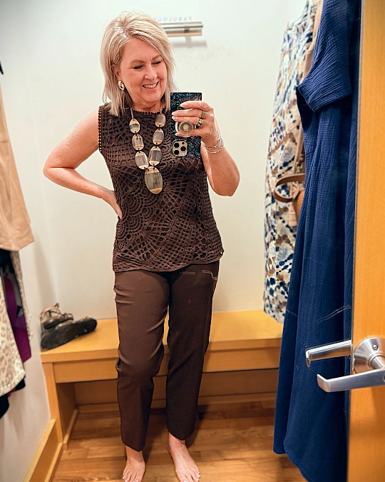 Chocolate Shell Top and Slim Trousers