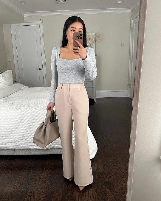 Square-Neck Top and Wide-Leg Trousers