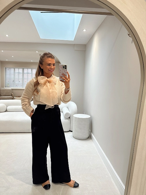 Bow Blouse and Wide-Leg Trousers