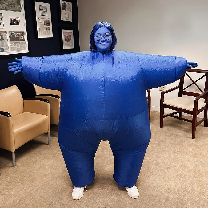 A Bold Blue Inflatable Costume