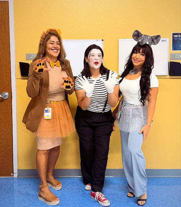 Lion, Mime, and Elephant Trio
