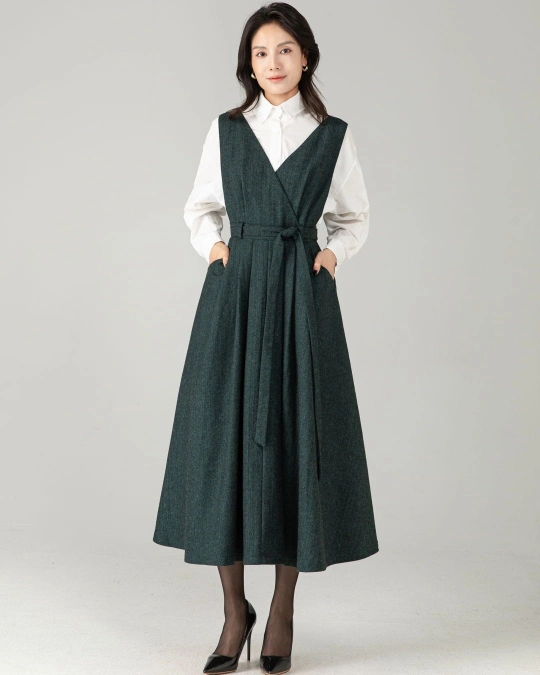 Tweed Pinafore + Crisp White Shirt