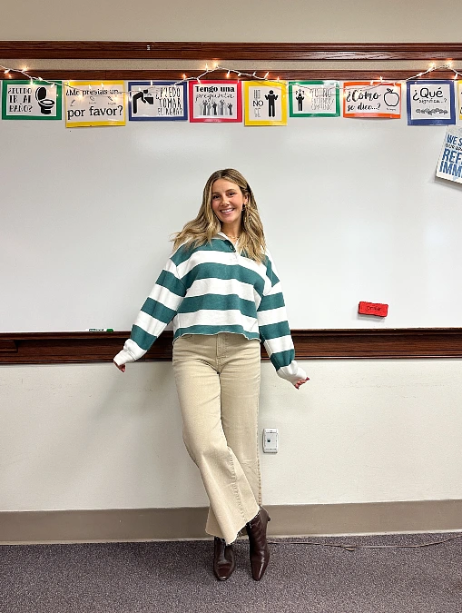 Striped Rugby Top and Cream Cords