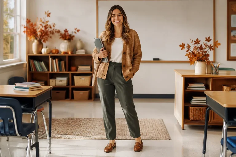 18 Comfortable Fall Teacher Outfits That Survive A Full School Day