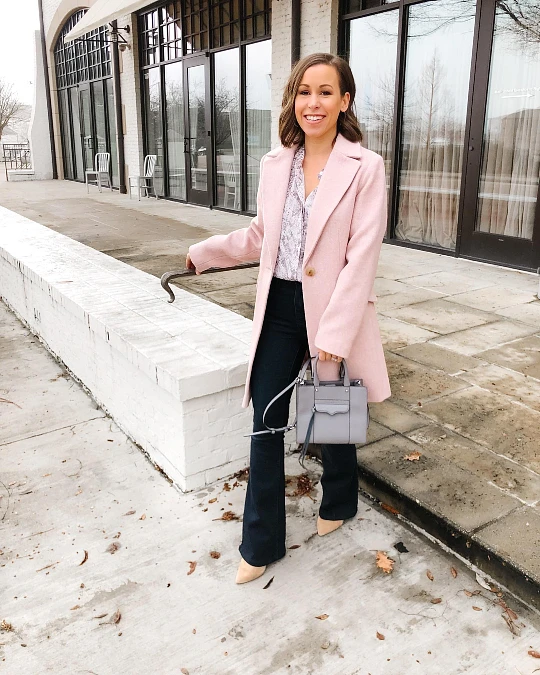 Blush Coat and Flared Trousers