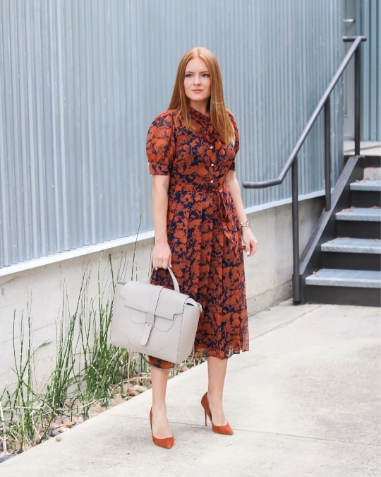 Rust and Navy Floral Midi