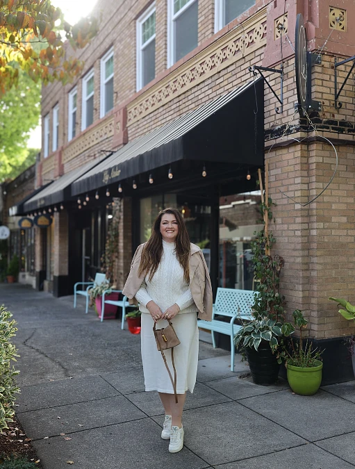 Ivory Knit and Midi Skirt