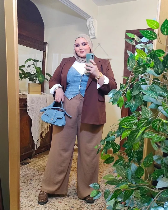  Brown Blazer and Denim Waistcoat
